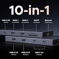 UGREEN Revodok Pro 2102 10Gbps USB C Hub 2 HDMI Ethernet Adapter USB C Docking Station Dual 4K@60Hz Display mit USB 3.2 Ports, PD 100W Schnellladen, SD/TF Kartenleser – Ansicht 2