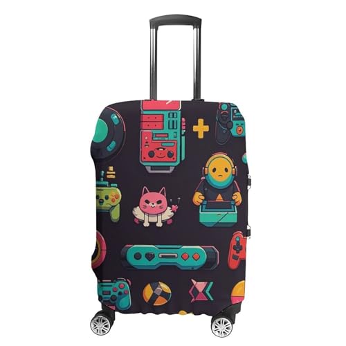Game Pattern Suitcase Covers Luggage Protector - Travel Elastic Baggage Case Protective, Washable Anti-scratch Large Suit Case Cover for Suitcases Fits 19-32 Inch Luggages S