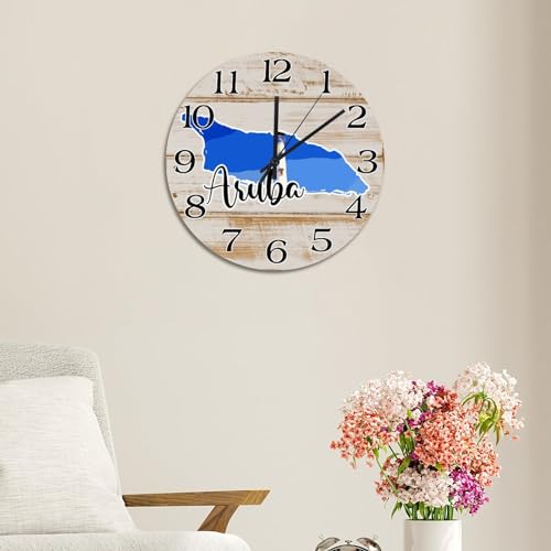 Horloge murale d'Aruba Landmark 38 cm carte décorative silencieuse à pile pour salon - 6