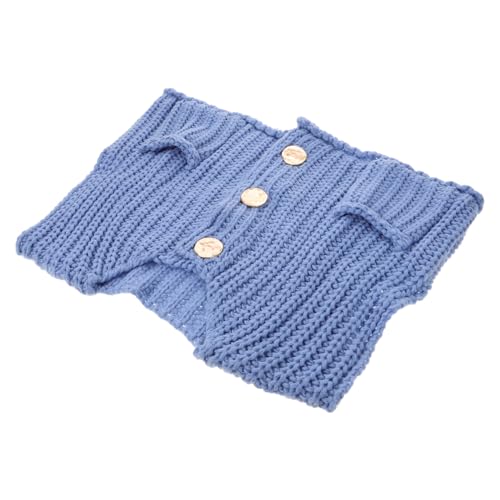 Chaleco corto de punto azul para mujer con botones, suéter transpirable