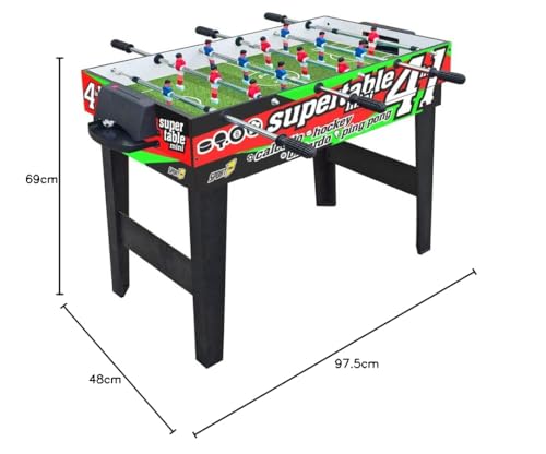 Sport One Unisex Jugend 4-in-1-Tisch Mini 3vs3 (Fußball, Tischtennis, Karambola, Hockey), Holz, Einheitsgröße – Bild 3