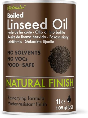 Materialix Leinölfirnis - Holzöl für Innen und Außen, Farbloses Möbelöl & Holzpflegeöl aus 100% Leinöl - Natürlicher Holzschutz für Möbel, Böden & Tische