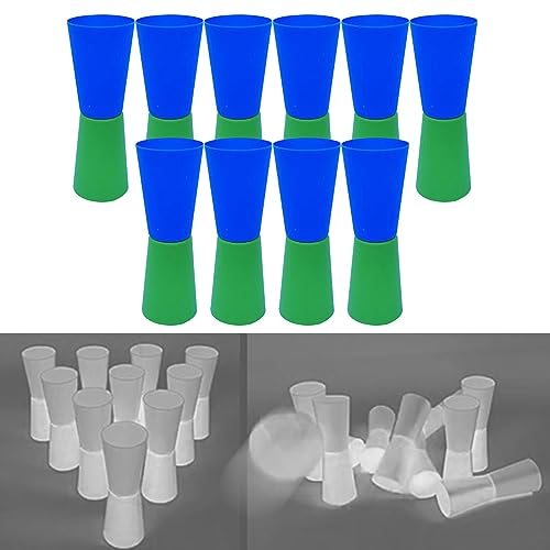 FytStycale 10 Pieces Flip Cups Shuttle Run Rugby Agility Body Coordination Exercise Aid Made of PP Suitable for Team Sports Family Game Parties, Blue Green - Thumbnail 6