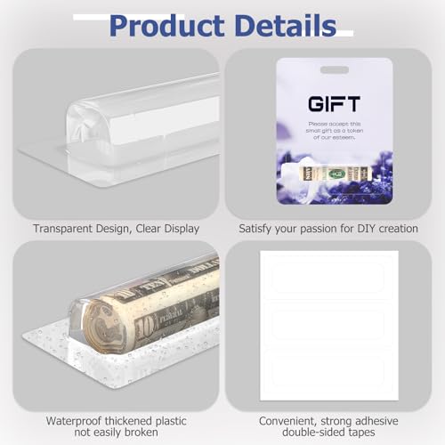 Image of 40 Pack Clear Plastic Dome Lip Balm Holder, Money Holder, Lip Balm Plastic Cover with Adhesive Back, Waterproof Chapstick Money Cash Pouches for Crafts, Gift Card, DIY Crafts