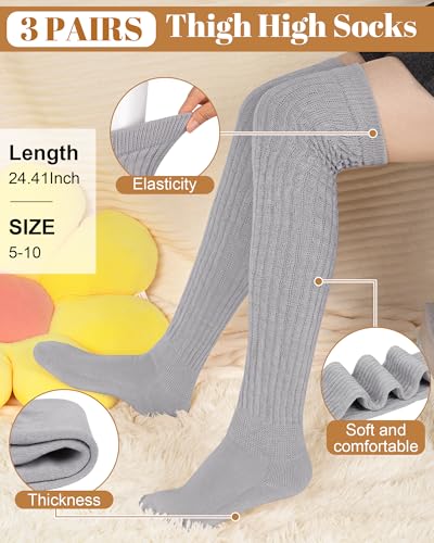 Womens Thigh High Socks Extra Long Knit Over Knee Stockings Winter Warm Thick Scrunch Slouch Soft Tall Leg Warmers3