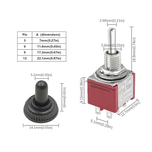 Interrupteur à bascule DPDT MTS-203 ON-OFF-ON 6 broches 5A AC - 6