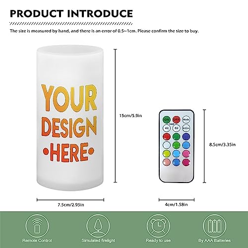 Image of Custom Flameless LED Candles Battery Operated Candles with Remote Timer Color Changing, Customize Photos and Text DIY Your Own Pillar Candle Tealights for Indoor Outdoor Home Decoration