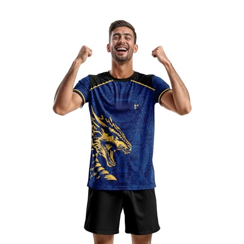 Image of YOURJERSEY Real Dragon Fury Football Jersey | Custom Name & Number | 3 Colors: Red | Black | Green | Sizes 2Y to 4XL | Premium Custom Football & Cricket Jersey | Premium Breathable Fabric