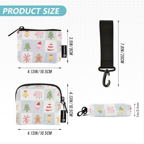 Happy Christmas Pink Pig Women's Wallets Card Cases Small Portable Card Wallet Money Organizer with Zipper Coin Pocket for Lady 2 Packs monedero Porta tarjetas para Mujer4