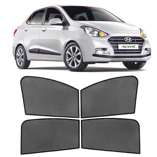 Image of AutoStory Custom Fit Black Mesh Car Sunshade for Xcent 2014-2020 | UV & Heat Protection Car Window Curtains | Privacy Car Sun Shade | Breathable Vehicle Specific Side Window Shades
