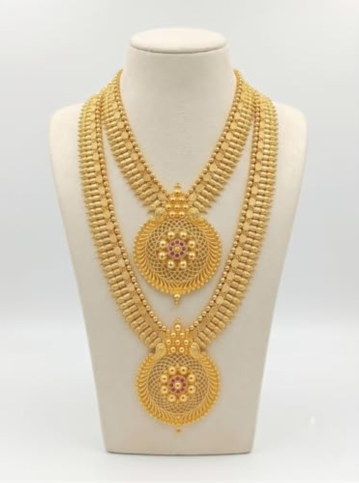 Women's Grand Filigree Medallion Haram Statement Set, Gold Plated