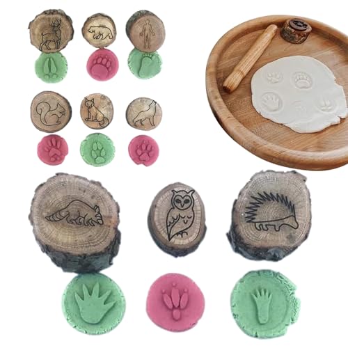 Sellos – Juego Educativo Huellas Para,Kit Creativo de Madera Selladores Huellas Actividades de Aprendizaje Infantil para Regalos Fiesta Recompensas Escolares
