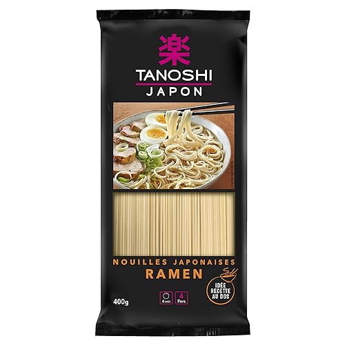 TANOSHI - Ramen zum Backen – japanische Nudeln – für 4 Personen – Zubereitung in 4 Minuten – 400 g