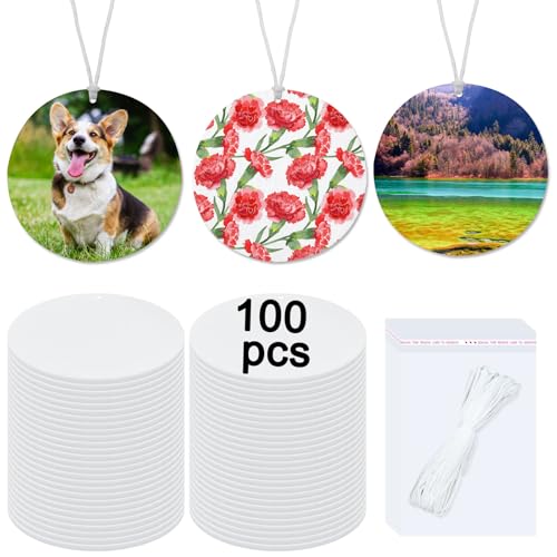 100 pcs sublimation air fresheners blanks Sublimation Blanks Products DIY Air Freshener for Car and Home Hanging Decoration Sublimation car freshener blanks (round))