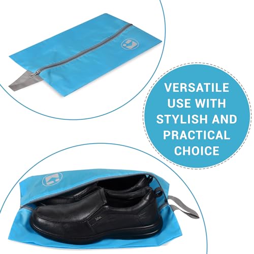 Image of Kuber Industries Pack of 9 Travel Organizer | Travel Carrying Bag | Toiletry Pouch with Zipper | Shoe Cover for Travel-Hiking-Adventure | Multipurpose Storage Organizer Bag | Sky Blue