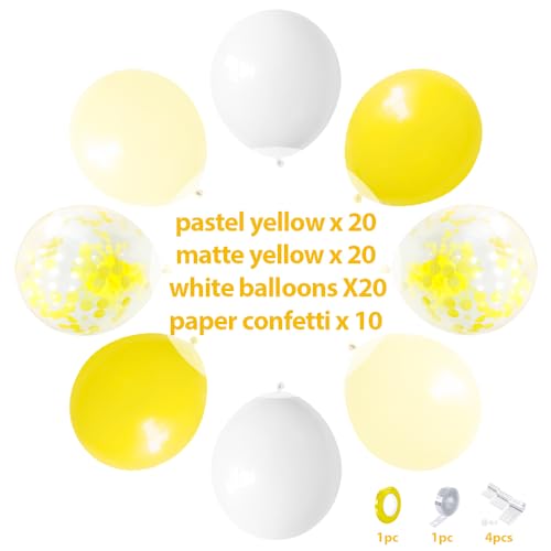 Image of Yellow and White Balloons, 70pcs Yellow Balloons for Birthday Baby Shower Sunflower Honeybee Theme Party Supply