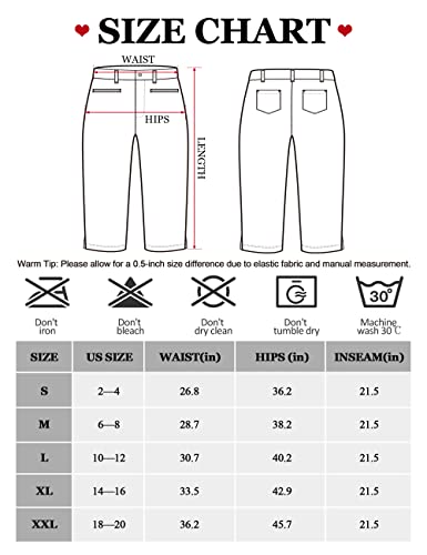 Samdowa Women's Slim Capri Dress Pants, Stretchy Work Pants For Women, High Waist Business Casual Golf Pants With Pockets, Blue, M #TOP5