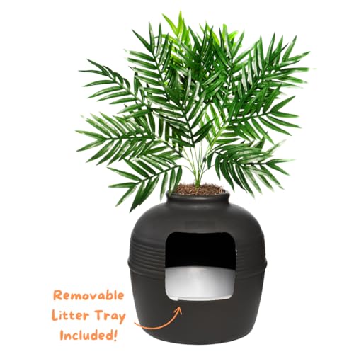 image for Good Pet Stuff Hidden Cat Litter Box Enclosure with Artificial Plant, 