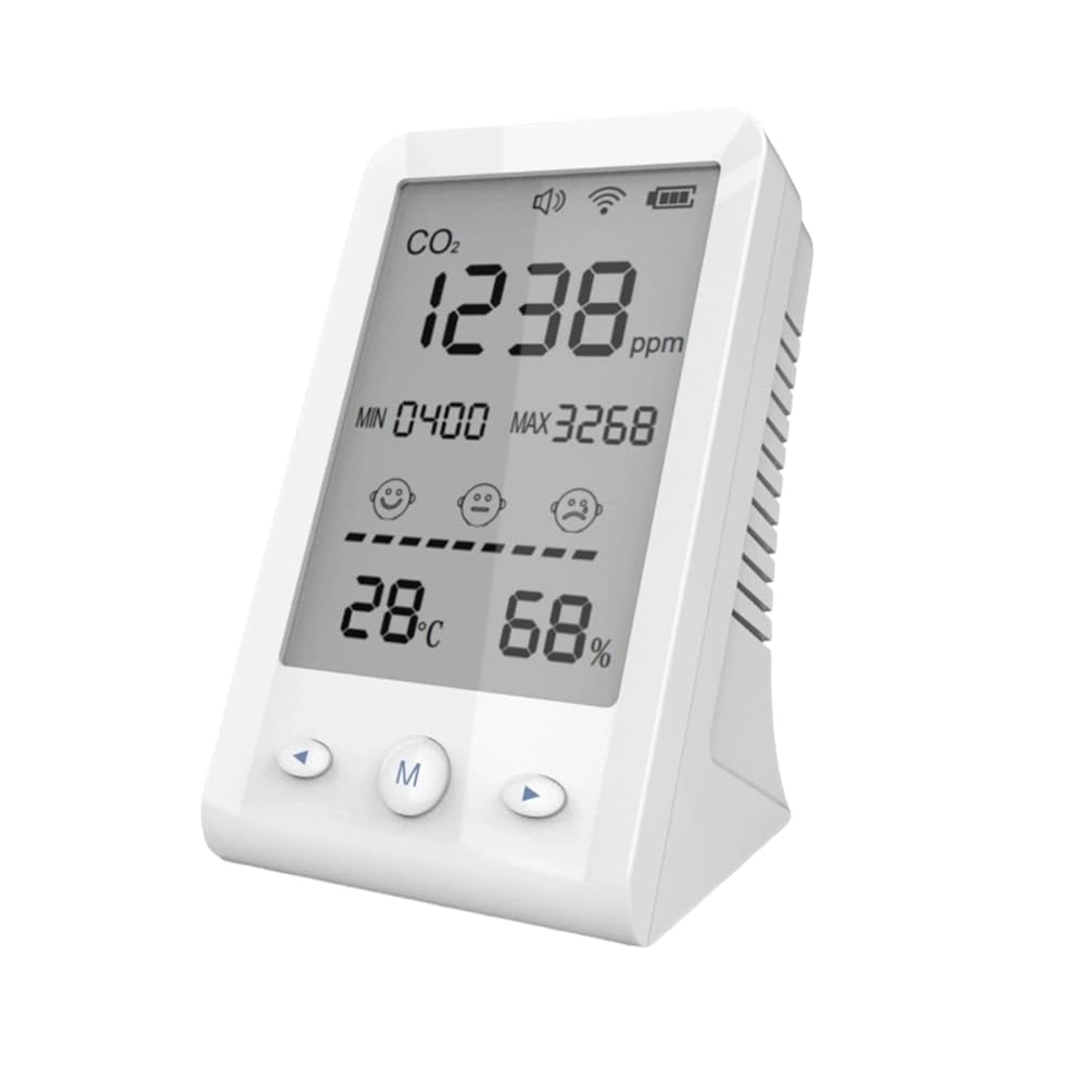 Jnchdghwa Air Quality Monitor CO2 NDIR Temperature Humidity Sensor Tester Rechargeable Gas Analyzer with LCD Display Detector