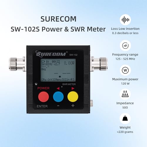 Mcbazel Surecom SW-102S SO239 Anschluss Digitales VHF UHF 125-525Mhz Leistungs- & SWR-Messgerät