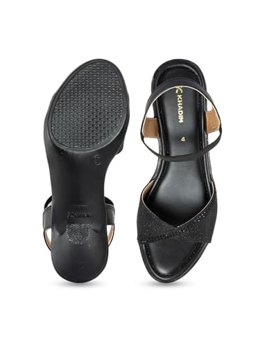 Image of Khadim's 3603666 Lightweight Durable Extra Soft Trendy Premium Stylish Lifestyle and Fancy Elastic Strap Heels For Women