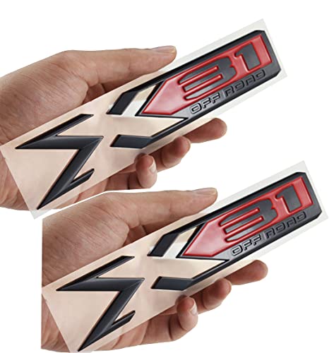 Image of Pair Set Sierra 1500 X31 Off Road Emblems 3D Rear Bodyside Truck Bed Decal Badge Nameplate Replacement for 2019-2022 Sierra 84682662 (Black Red)