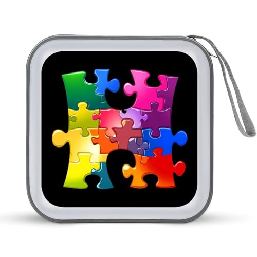 Autism Awareness Puzzle CD Case Portable DVD Holder Storage Organizer for Home Travel