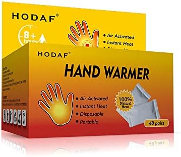 Disposable Hand Warmers - 80 Counts of Instant Heat Pads - More Than 08 Hours of Heat - Perfect for Cold Weather, Skiing, Hunting, Fishing, and More. Super Long Lasting Hot Hand Warmer - HODAF