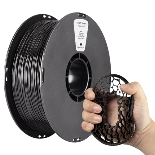 kexcelled TPU 95A Filament, Flexibel und Weich, Hervorragende Elastizität, 1,75mm 1kg Spule Rolle, 3D Drucker Materialient, Vakuumverpackung, für FDM Druckern, Schwarz