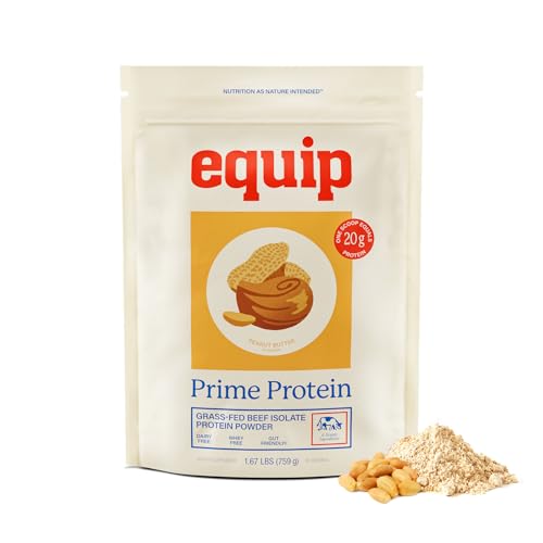 Equip Foods Prime Protein Powder | Clean, Grass Fed Beef Protein Powder for Women & Men | Carnivore Protein Isolate | Paleo, Keto Friendly | Gluten & Dairy Free | 30 Servings, Peanut Butter