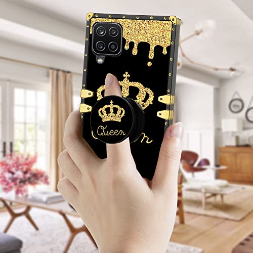 Bitobe Designed For Galaxy A12 5G Case Queen Crown Luxury Square Phone Case Retro Elegant Soft Tpu Design Bumper Cover For Women Girls With Kickstand Stand Holder For Samsung A12 5G #TOP3