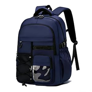 CORATED Jugendlicher Rucksack mit 15,6-Zoll-Laptopfach, Wasserabweisendes Material, Universeller Schulrucksack für Grundschule und Sekundarschule, Marineblau