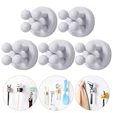 iBetterLife 5Pcs Toothbrush Holders for Bathrooms - Self-Adhesive Wall Mount to Mirror for Clipping & Hanging Shower Razor Towel Plug Cable, Utility Hooks for Home Kitchen Office Dorm Room Essentials