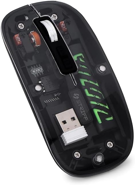 Transparent Wireless Bluetooth Mouse | Rechargeable, Dual Mode (Bluetooth 5.2 + 2.4GHz)1600 DPI Optical Sensor, Silent Click, USB Receiver, LED Indicator, Multi-Device Compatible