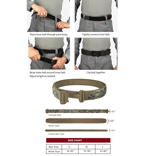 Image of YAKEDA Tactical Battle Belt-Quick-Release Rigger Men's Belts Airsoft Nylon Inner & Outer Anti-slip Belt