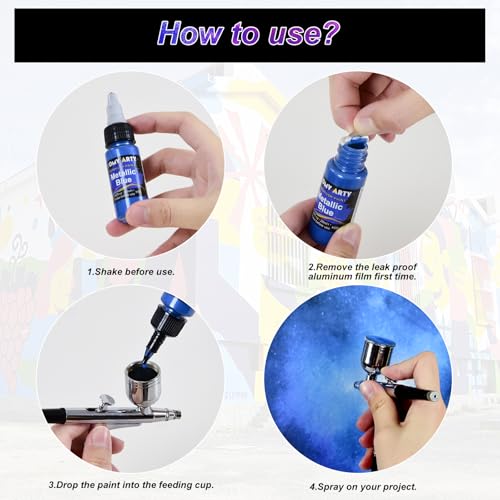 Image of HOMY ARTY Airbrush Paint - 64 Colors with 8 Thinner