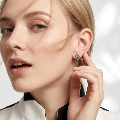 Image of Raven Stud Earrings Crow Bird Earrings Raven Stud Jewelry Gifts For Women Female Men Male Halloween