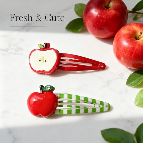 Pinzas para el cabello manzana 8 piezas color rojo miniatura 4