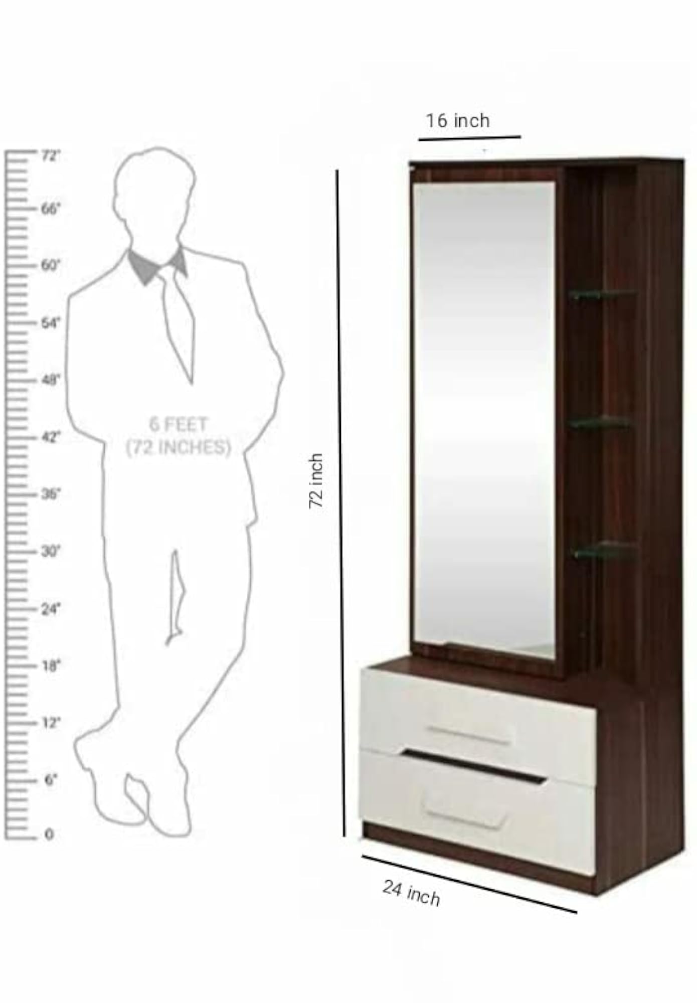 Engineered Wood Dressing Table with Mirror and Storage