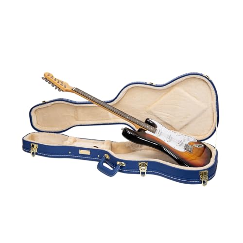 Crossrock Wooden Electric Guitar Case for 335 Style Semi-Hollow | Blossom Brown Faux Leather Burgundy Velvet Interior Lock Designer SeriesCRW530SABQ product thumbnail 12