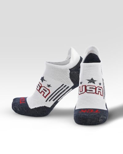 Image of TCK USA No Show Socks for Men & Women - Cushioned Patriotic Low Cut Sock for Golf, Running, Training | Targeted Compression
