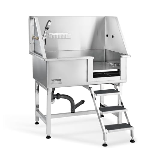 VEVOR Dog Grooming Tub, 38" Pet Wash Station, Professional Stainless Steel Pet Grooming Tub Rated 180LBS Load Capacity, Non-Skid Dog Washing Station Comes with Ramp, Faucet, Sprayer and Drain Kit