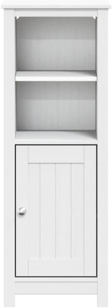 Bathroom Cabinet Berg White 15.7"x13.4"x43.3" Solid Wood Pine,Modern Pine Wood Bathroom Cabinet with Amplex Storage for Bathroom Organization Bathroom Furniture Sets