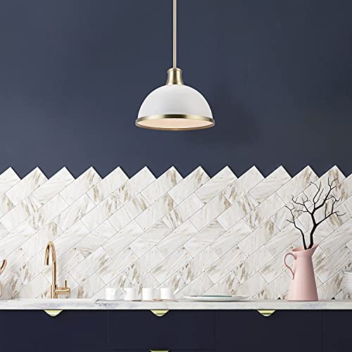 Globe Electric 60824 1-Light Pendant, Matte White, Matte Brass Accents, E26 Base Socket, Kitchen Island, Café, Decorative, Ceiling Hanging Light Fixture, Modern, Vintage, Glam, Overhead Lamp #TOP5