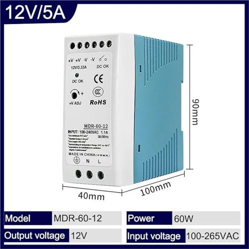 Alimentation AC/DC rail DIN 12V switching power supply industriel MDR-60 - 2