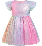 IDOPIP Toddler Baby Girls Sequin Ombre Dress Rainbow Princess Birthday Party Sparkly Dresses Page...