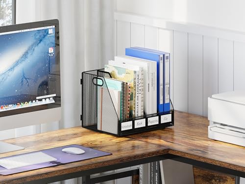 EasyPAG 4 Fächer A4 Metall Büro Schreibtisch Organizer,Dokumentenablage,Aktenhalter,Zeitschriftenhalter,Briefablage,Papier Magazin Organisator,Schwarz