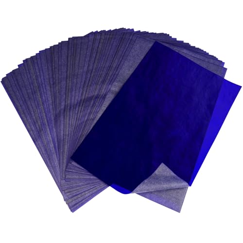 50 Blatt Pauspapier A4 Blaupapier zum Durchschreiben, 21x 29.7cm Abpauspapier Blau Graphitpapier Durchschlagpapier, Schnittmusterpapier Architektenpapier für Papier Holz Papier Segeltuch Glas