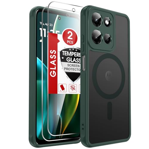 LeYi for Motorola Moto G-2026 Phone Case: Moto G Play 2026 Case [Magnet Fit] with 2X Screen Protector & Raised Camera Guard, Slim Translucent Soft-Touch & Full Body for Moto G 2026/2025 Case, Green