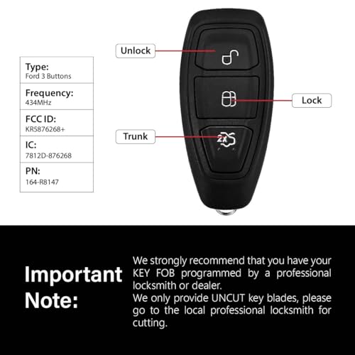 Télécommande Ford Focus KR5876268 434MHz manuelle pour remplacer clé usée - 3
